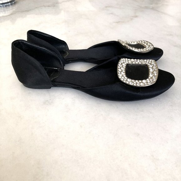 Roger Vivier D'Orsay ballet flats (black w/ silver buckles & crystals) size 5 - Picture 7 of 12